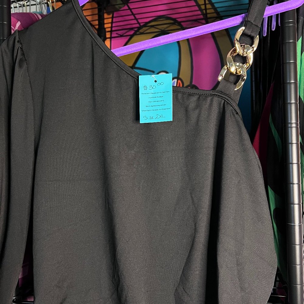 One Shoulder Blouse with Chain Detail